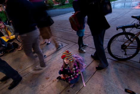 Girl watching meeting