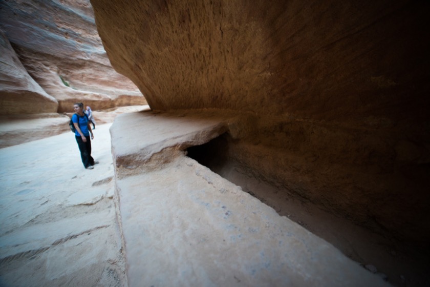 Old pipes carved into the sandstone