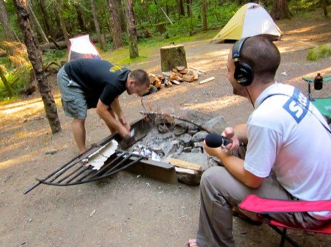 Camping with microphone