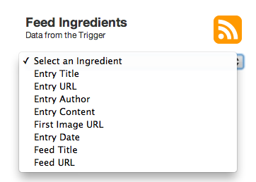 Items that can be pulled out of an RSS update for use by IFTTT